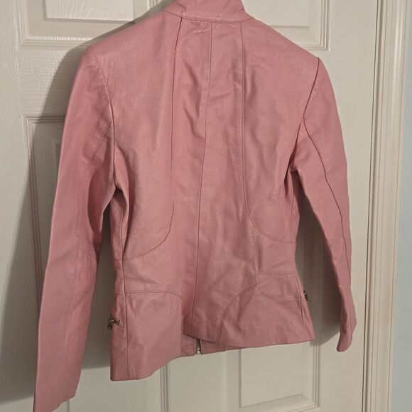 Absolute leather pink lambskin leather small petite womens jacket - Picture 6 of 6
